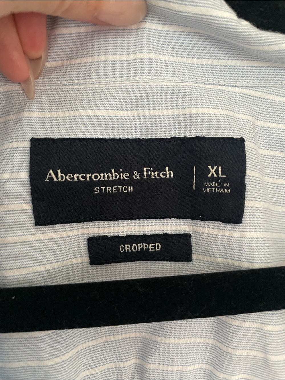 Abercrombie & Fitch Oversized Cropped Oxford blue/white button down, XL - Picture 5 of 6